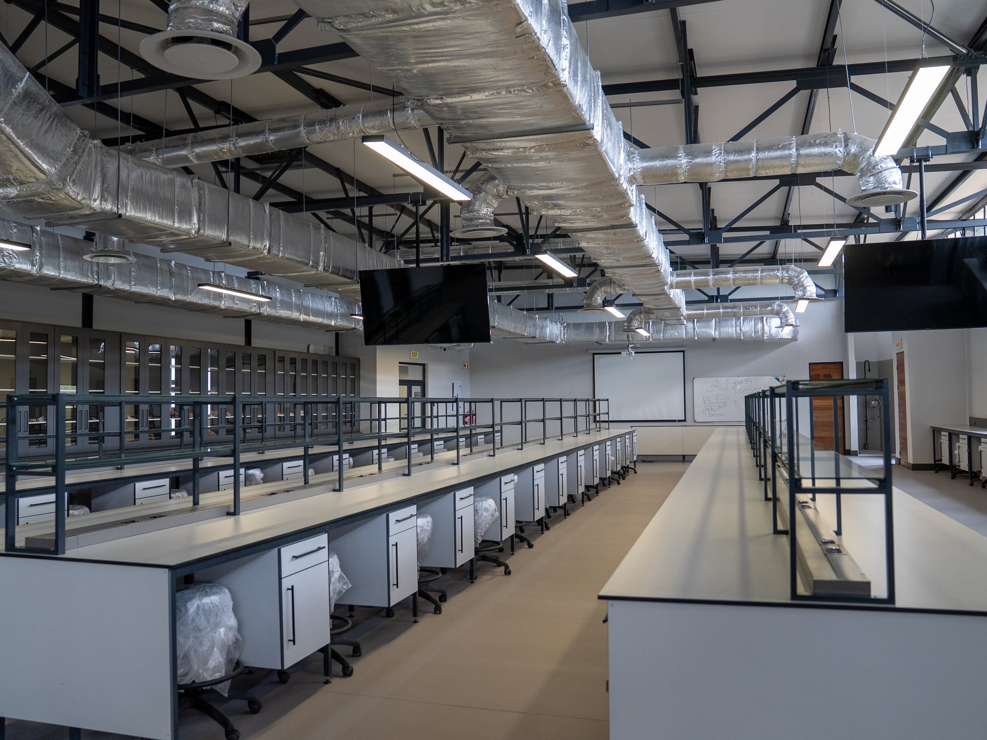 Interior of one of the Earth Sciences Building's practical laboratories