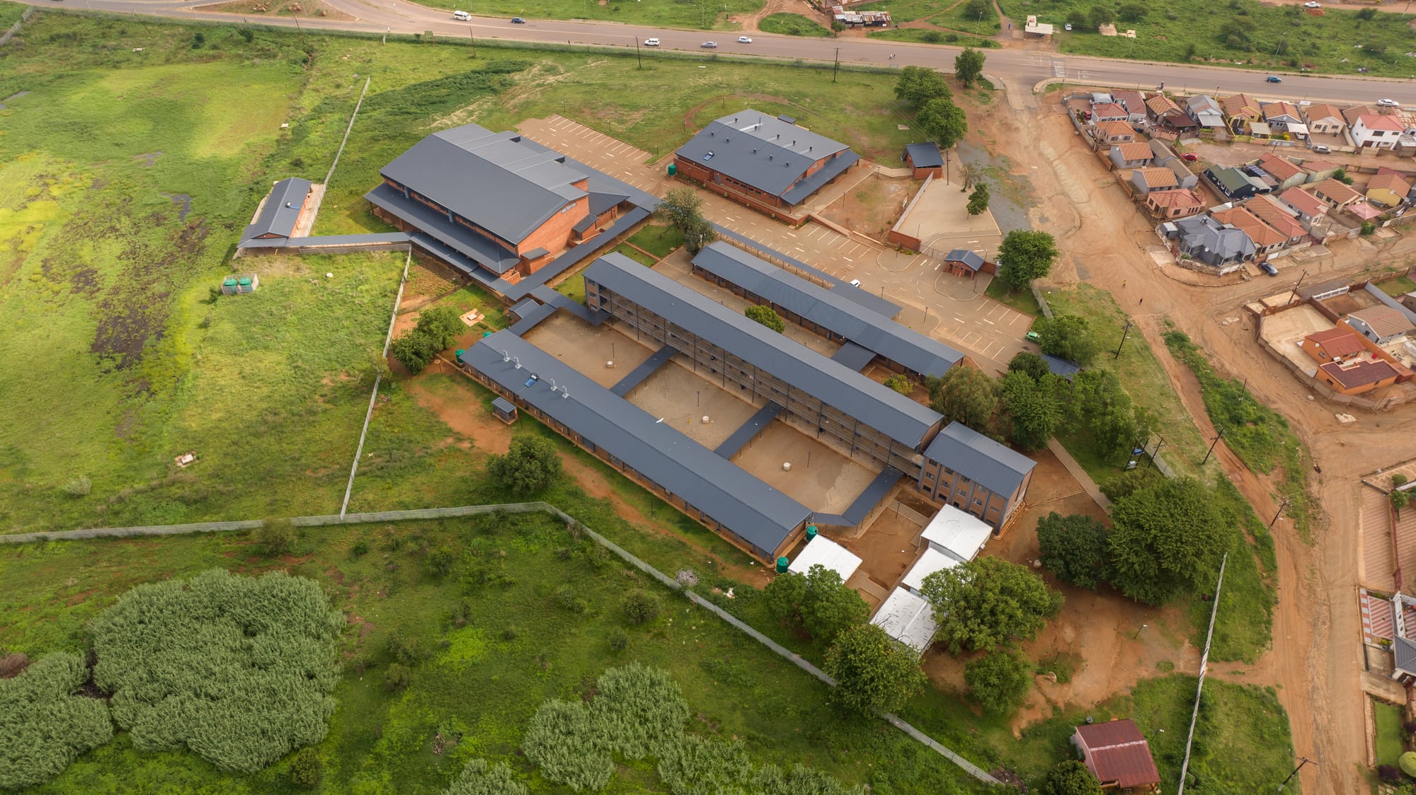 Aerial view of the upgraded secondary school campus