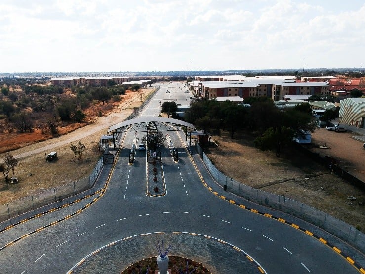 New road and access infrastructure connecting the student housing complex to the campus