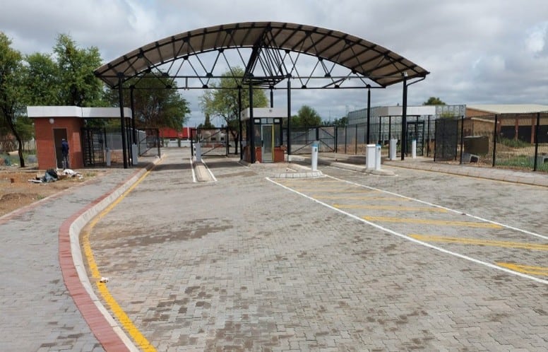 The new entrance gate and parking facilities